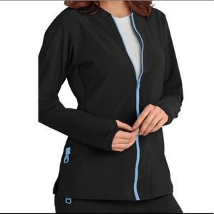 Knit Mix Zip Front Jacket Scrubs